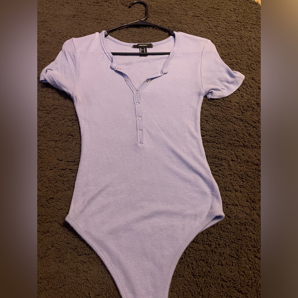 Forever 21 body suit, blueish purple, ribbed, buttons